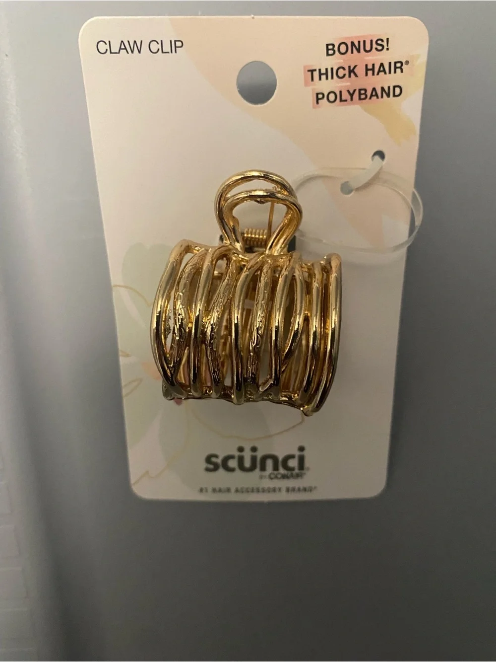 scunci Metallic Gold festive Spiral Claw Hair Clip with Bonus Polyband NEW!